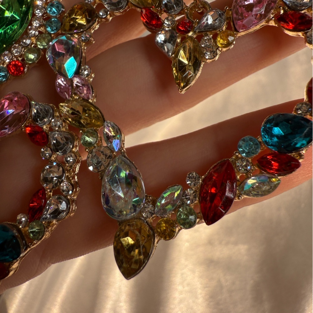 Multicolor Gemstone Statement Earrings - image 6